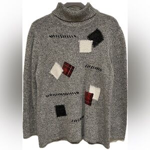 Vintage 90's Tanjay Gray Sweater Turtleneck Embroidered
Pullover size Small